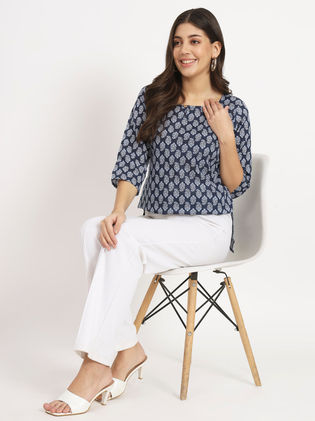 Navy Block Printed Short Tunic