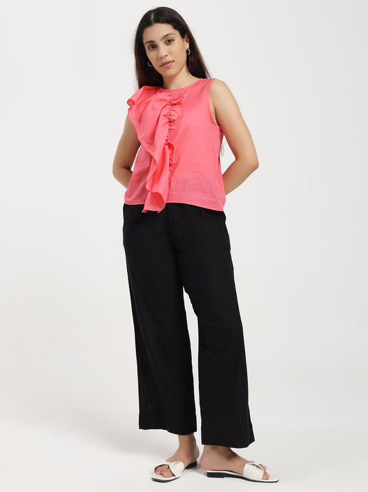 Fuchsia Pink Ruffled Top