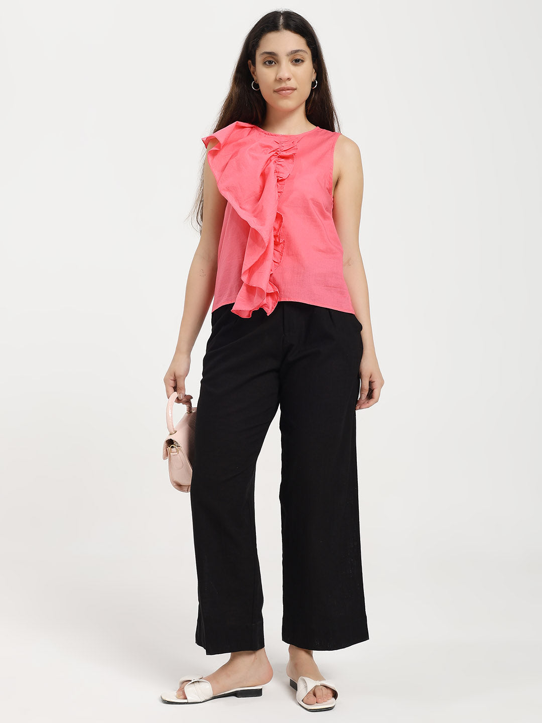 Fuchsia Pink Ruffled Top