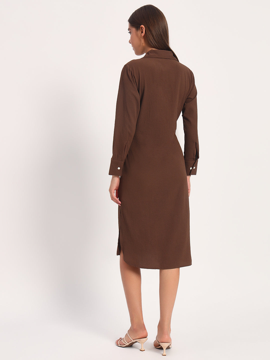 Wrinkle Brown Straight Dress