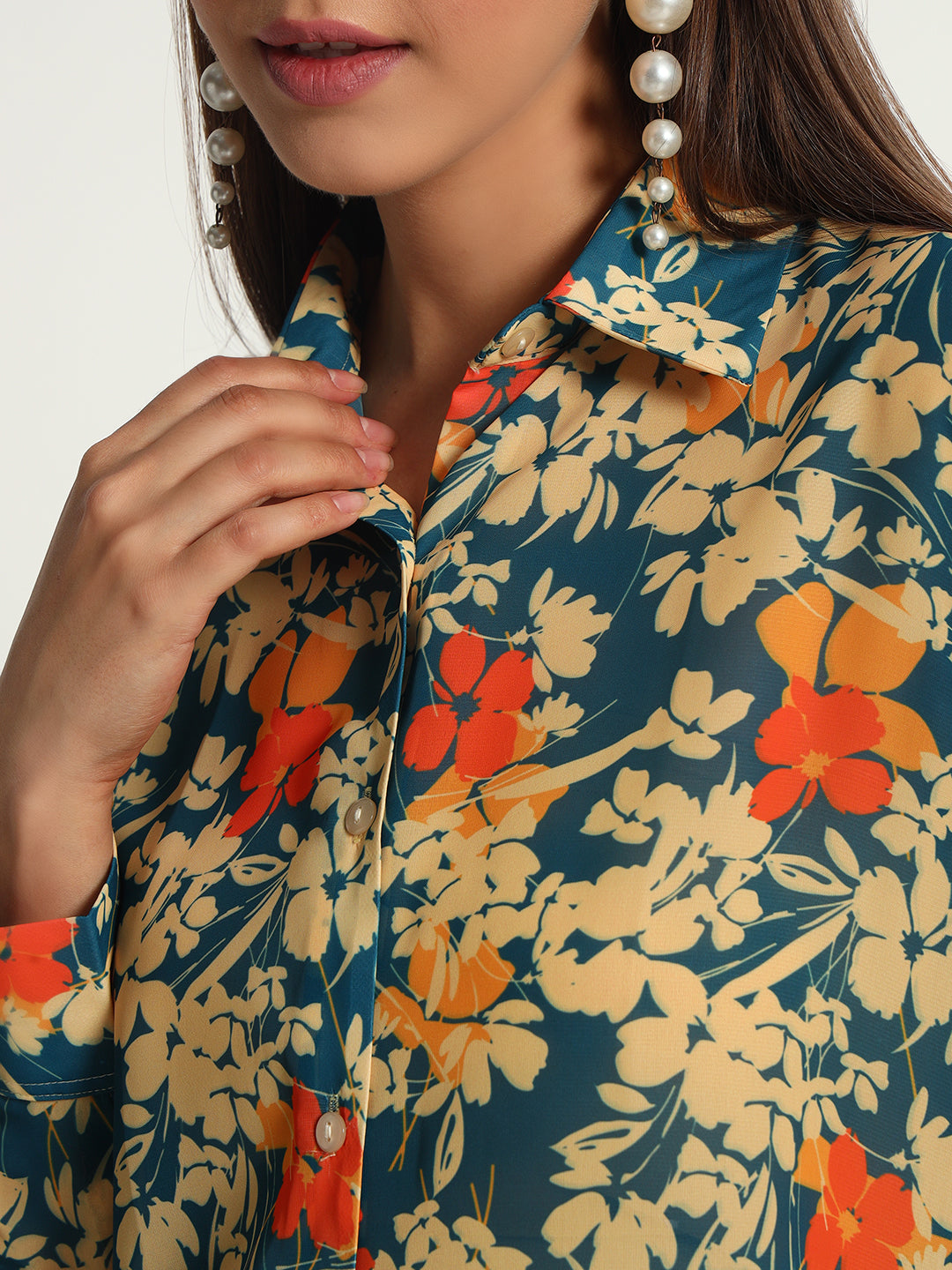 Navy Floral Print Shirt