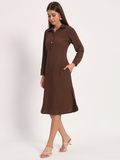 Wrinkle Brown Straight Dress