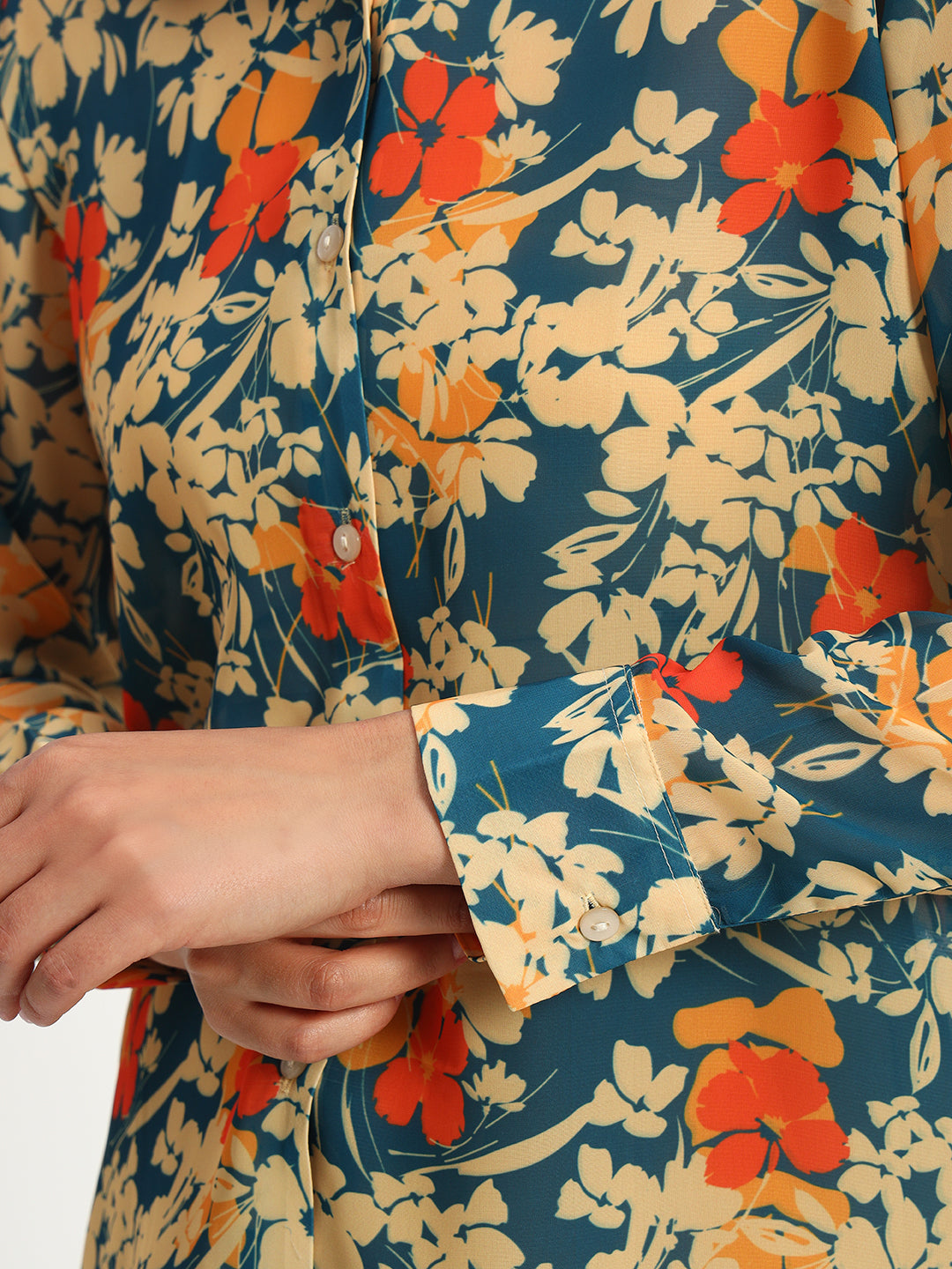 Navy Floral Print Shirt