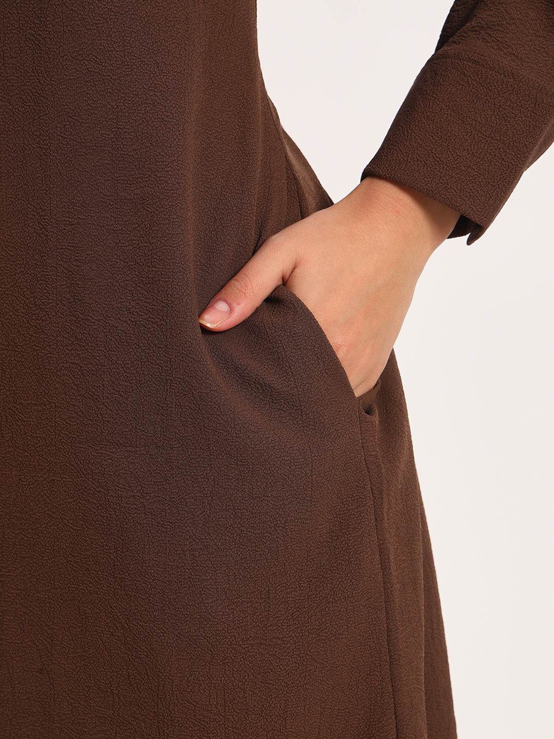 Wrinkle Brown Straight Dress