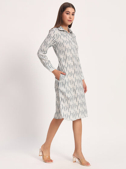 Slub Print Straight Dress