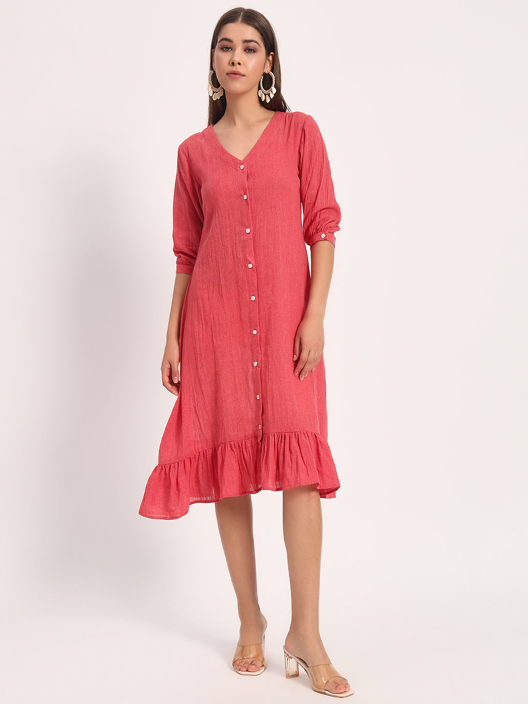 Fiery Pink A-Line Dress