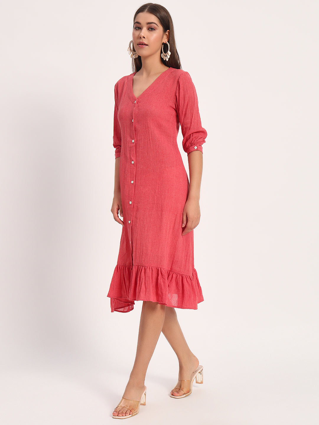 Fiery Pink A-Line Dress