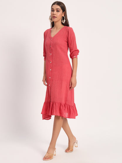 Fiery Pink A-Line Dress