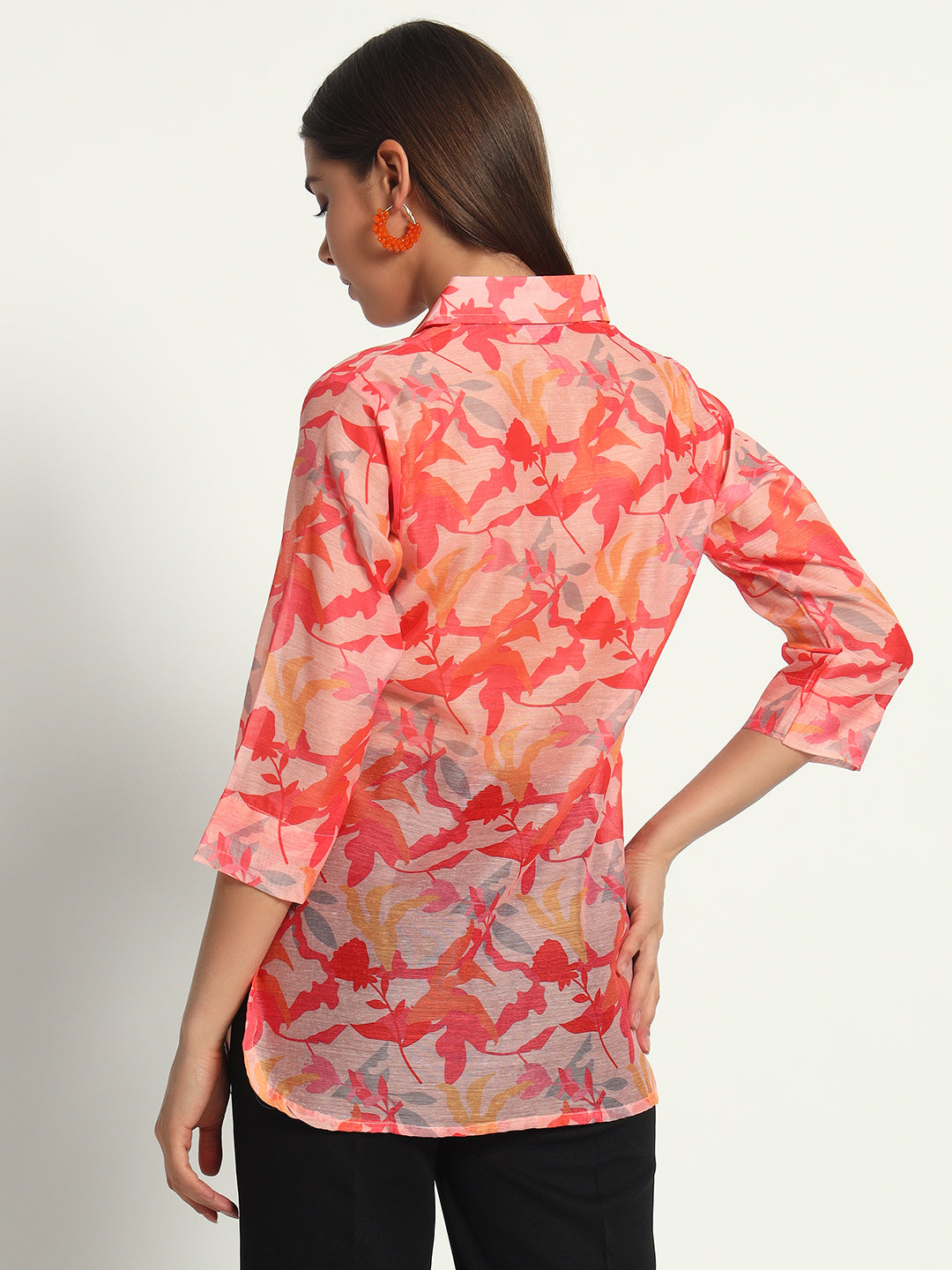 Printed Coral Chanderi Shirt