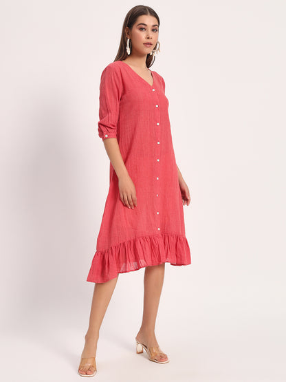 Fiery Pink A-Line Dress