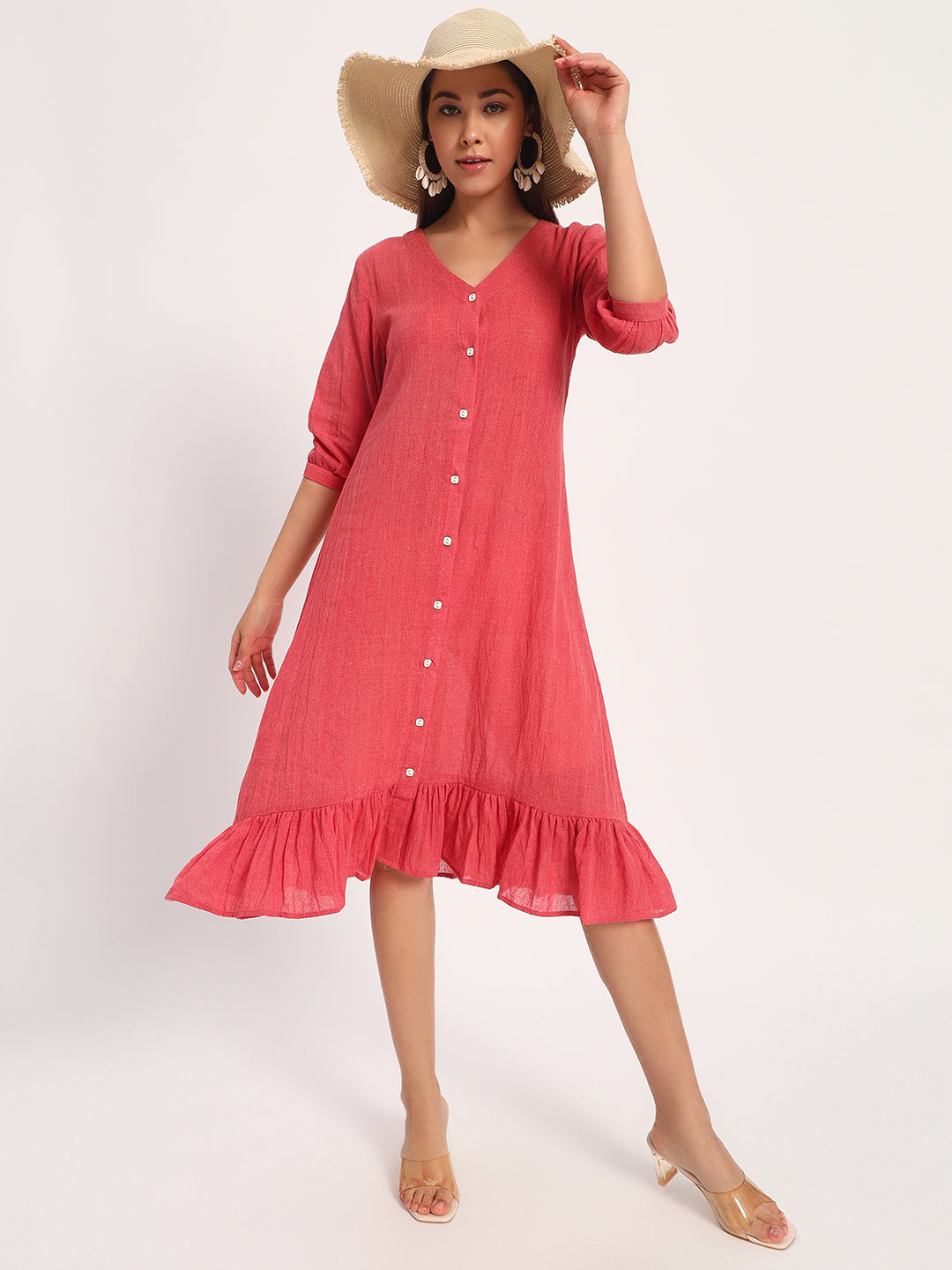 Fiery Pink A-Line Dress