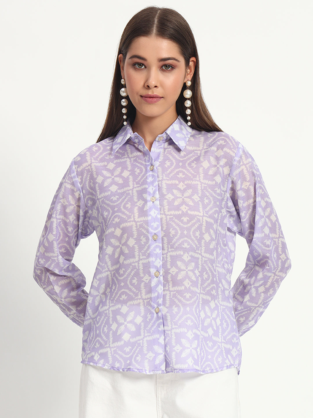 Lilac Ikat Print Shirt