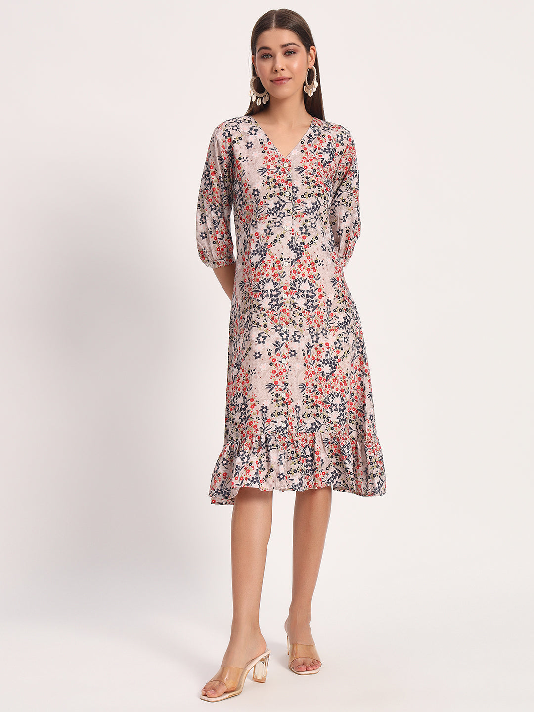 Floral Print A-line Dress