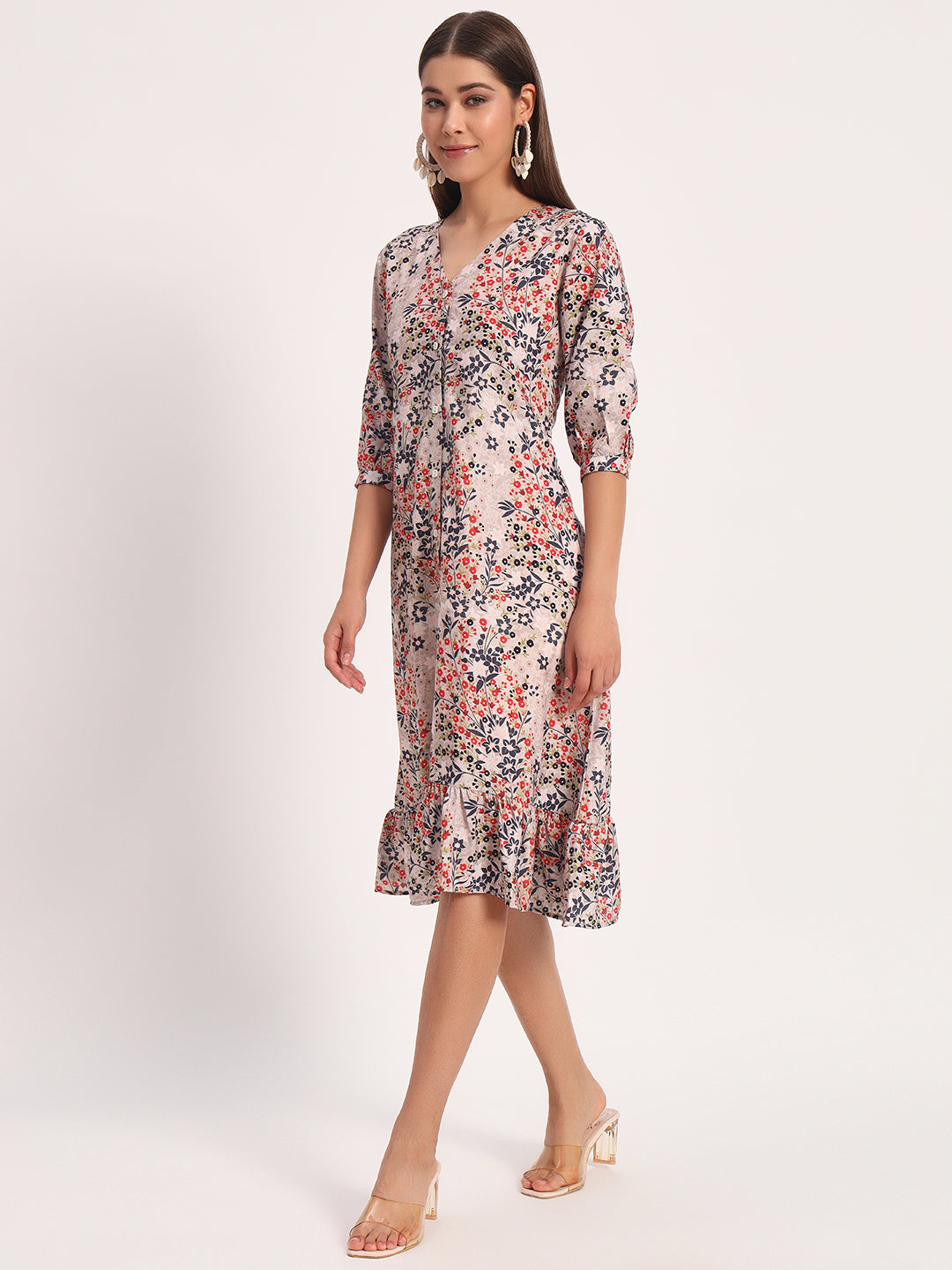 Floral Print A-line Dress