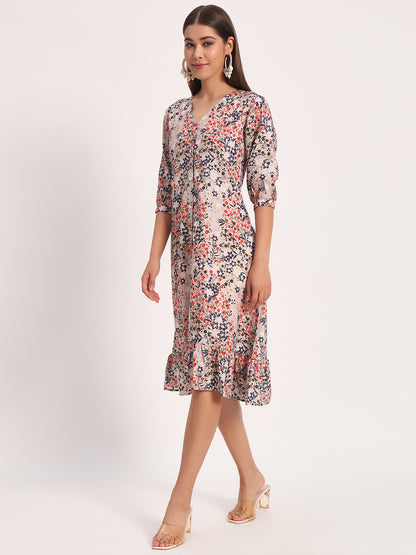 Floral Print A-line Dress