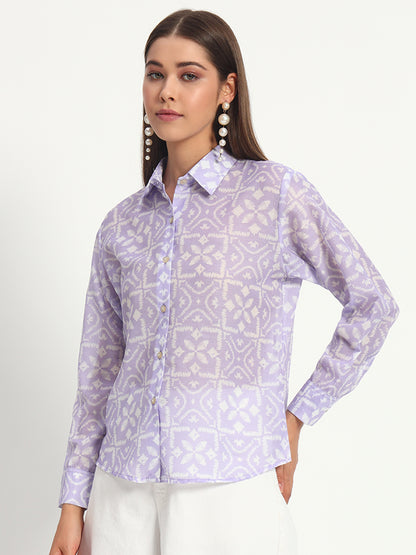 Lilac Ikat Print Shirt