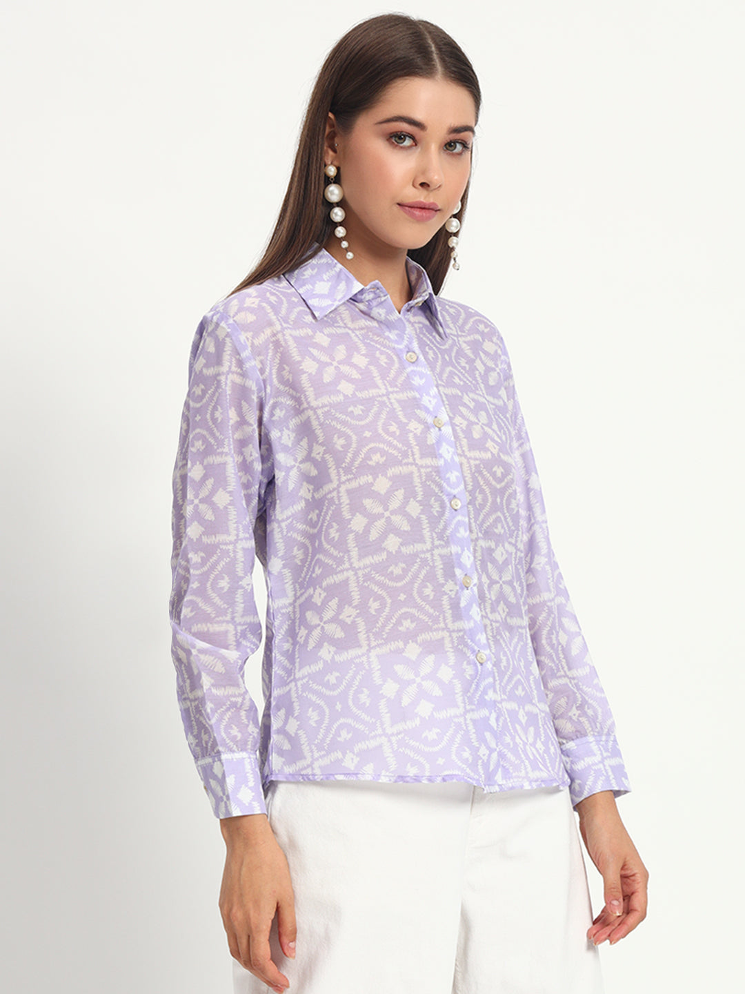 Lilac Ikat Print Shirt