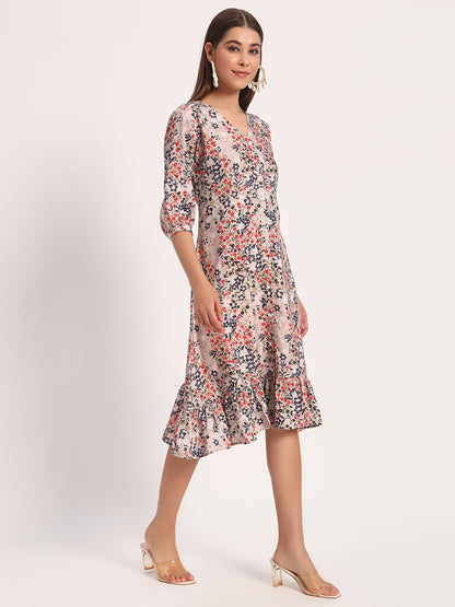 Floral Print A-line Dress