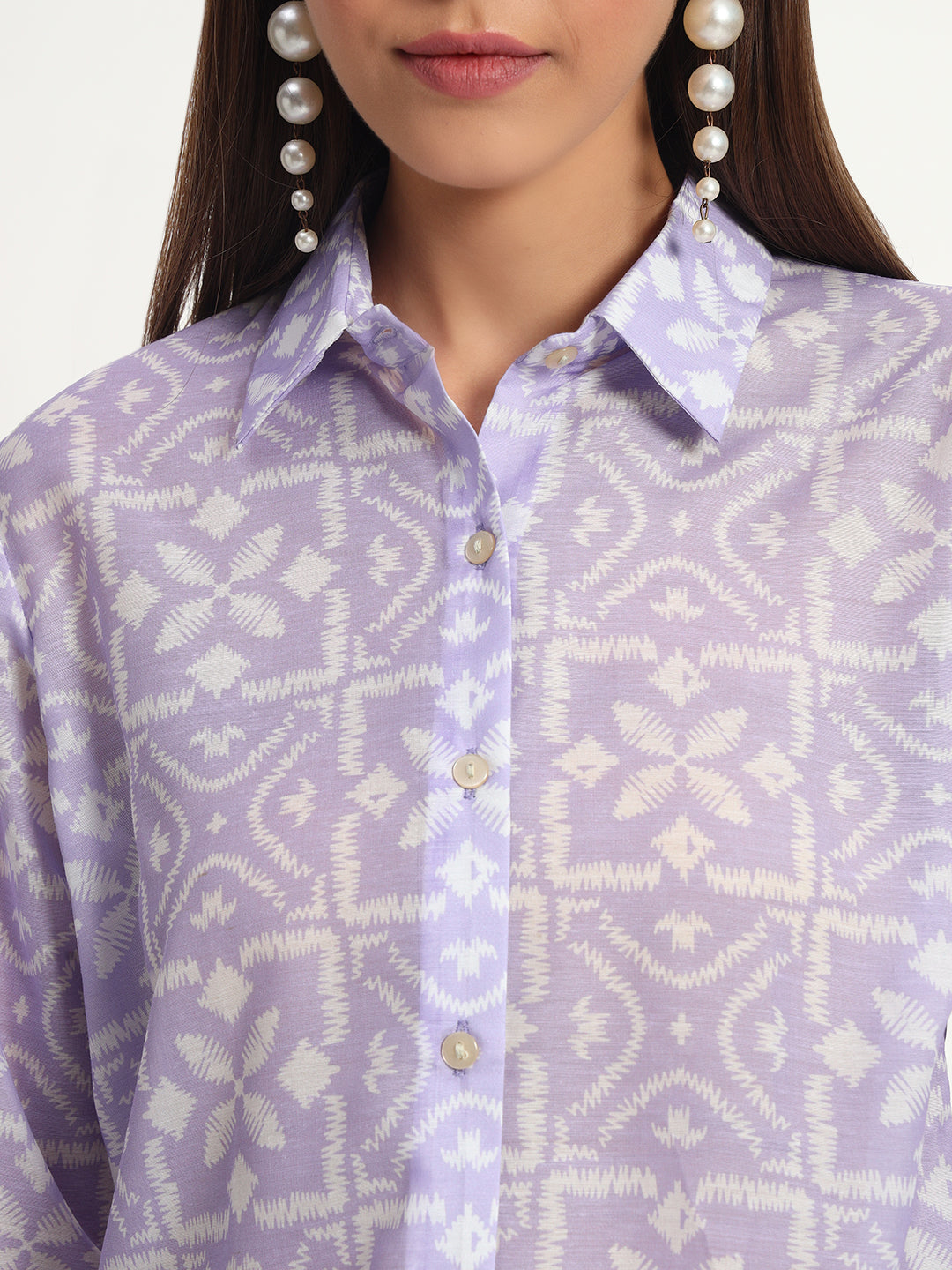 Lilac Ikat Print Shirt