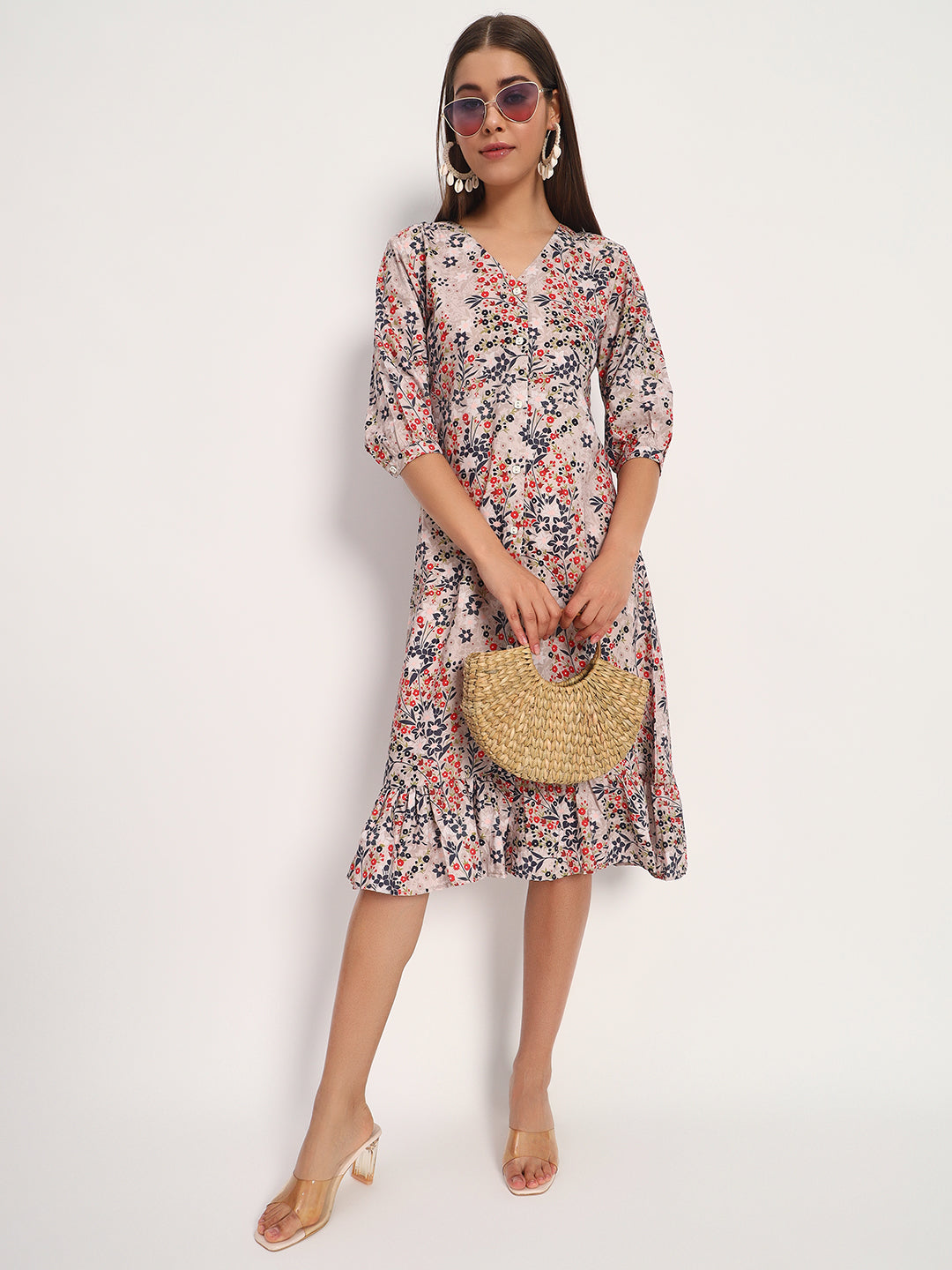 Floral Print A-line Dress