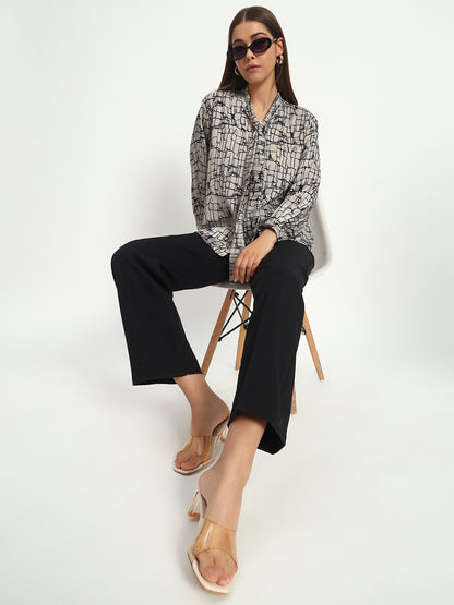 Brick Print Bow Shirt