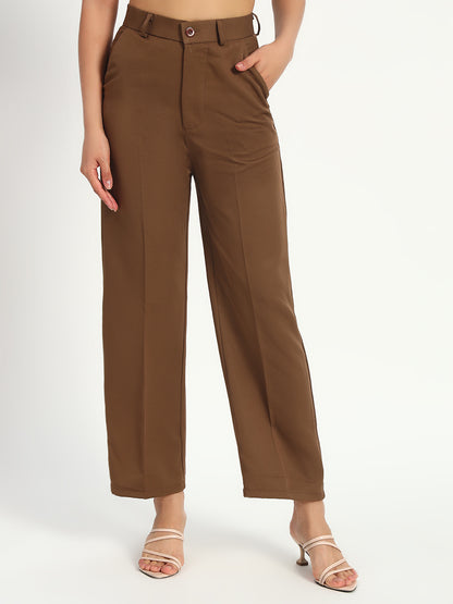 Brown Straight Fit Pants