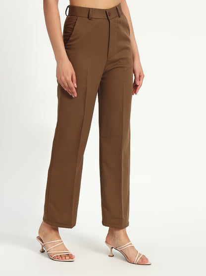 Brown Straight Fit Pants