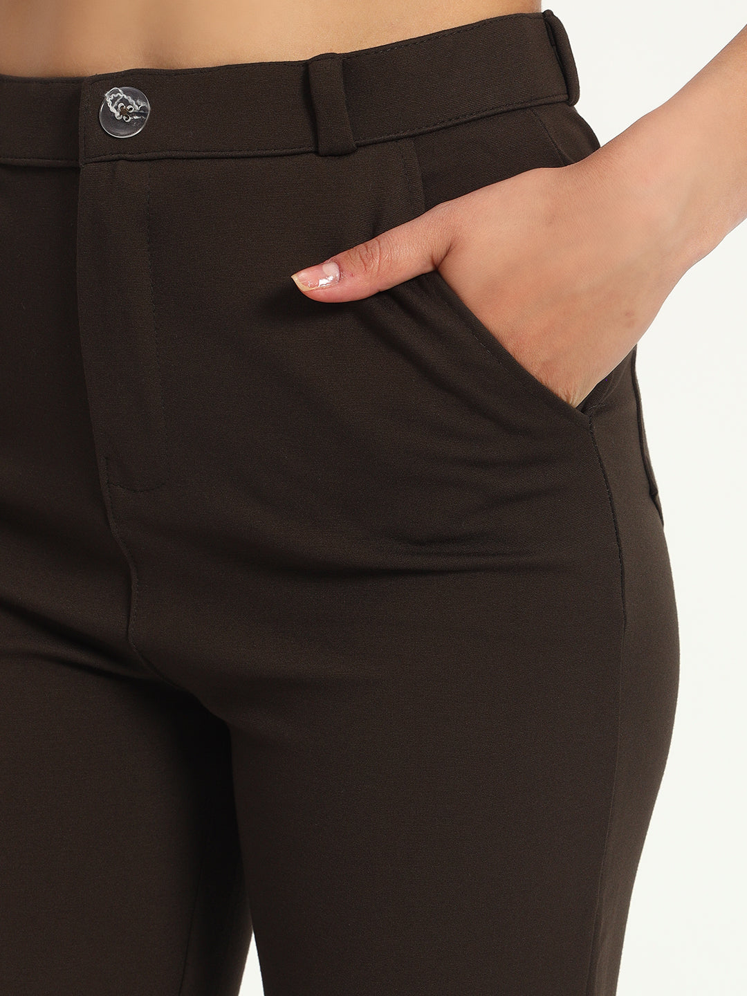 Dark brown stretch pants hotsell