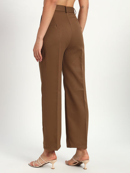 Brown Straight Fit Pants