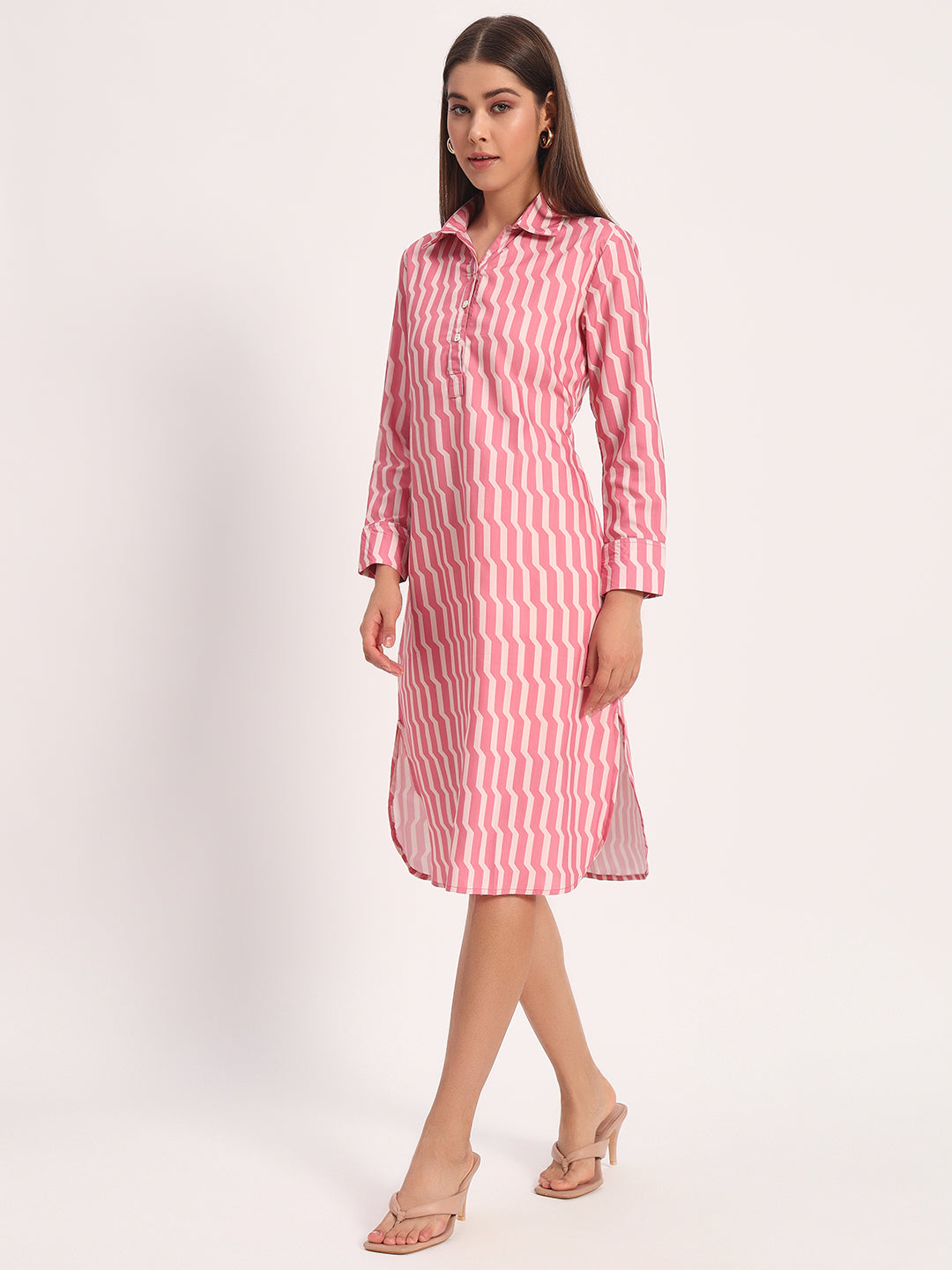 Pink Stripe Straight Dress