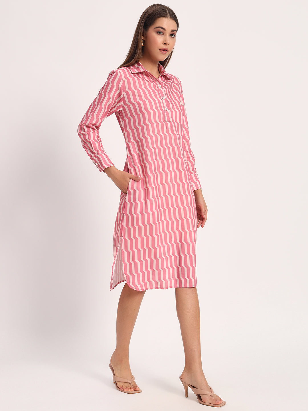 Pink Stripe Straight Dress