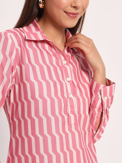 Pink Stripe Straight Dress