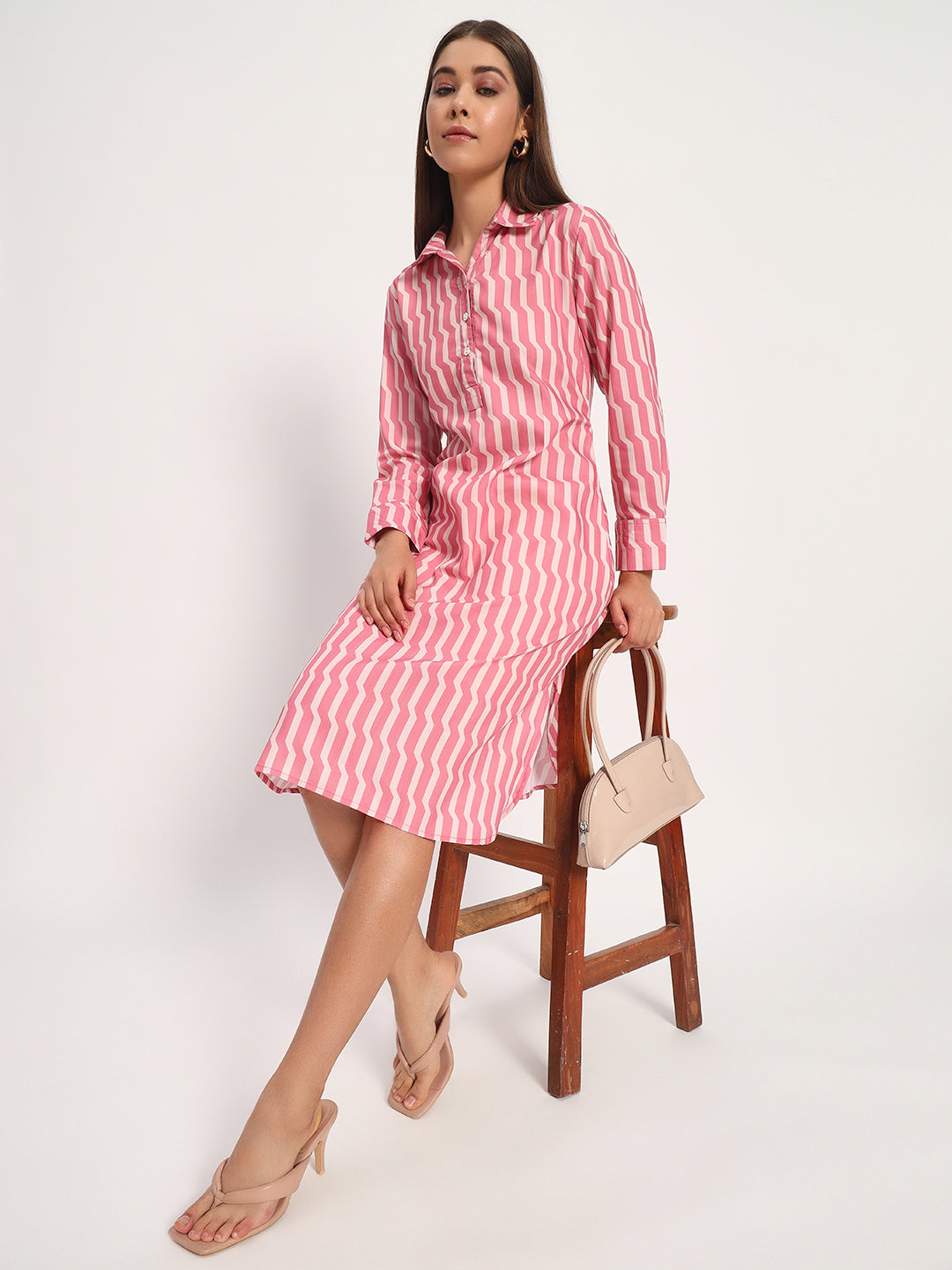 Pink Stripe Straight Dress