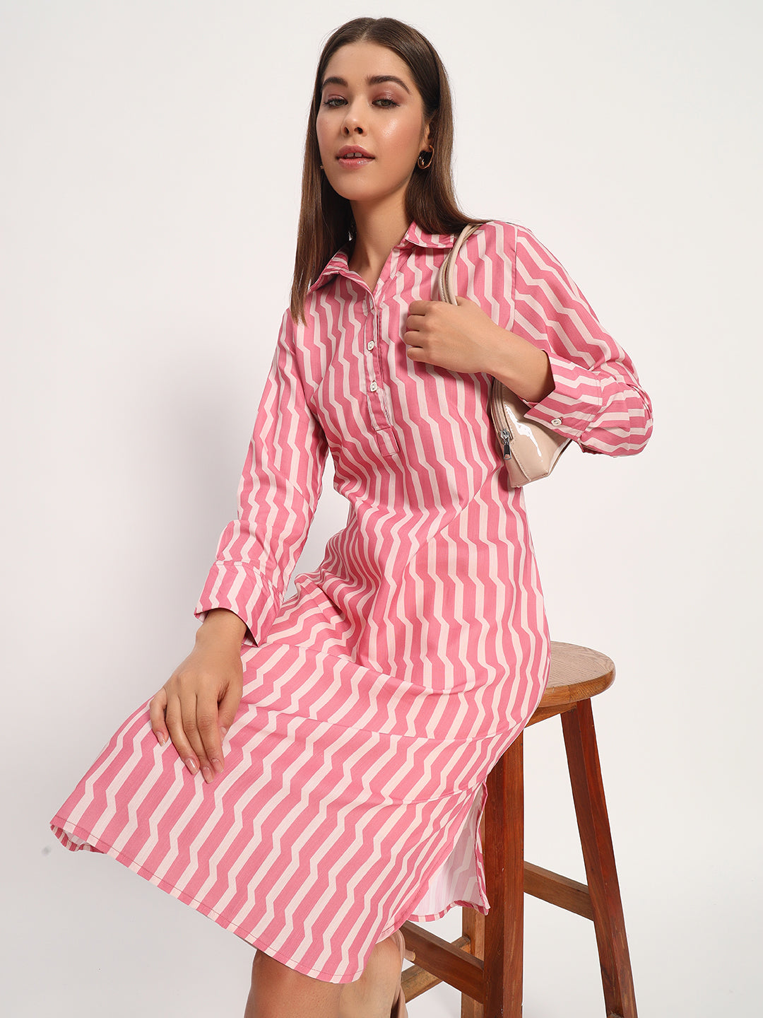 Pink Stripe Straight Dress