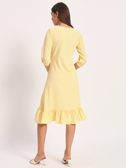 Wrinkle Yellow A-line Dress