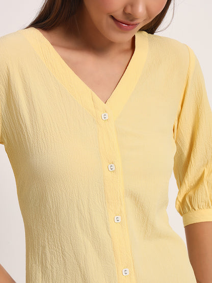 Wrinkle Yellow A-line Dress