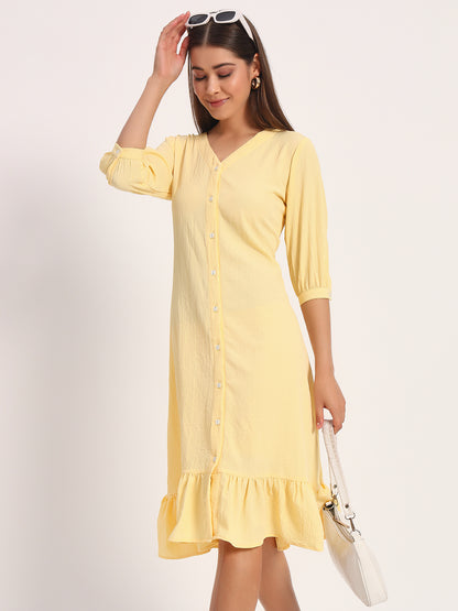 Wrinkle Yellow A-line Dress