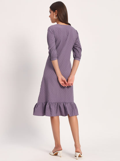 Wrinkle Purple A-line Dress