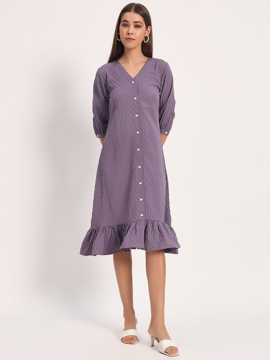 Wrinkle Purple A-line Dress