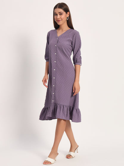 Wrinkle Purple A-line Dress