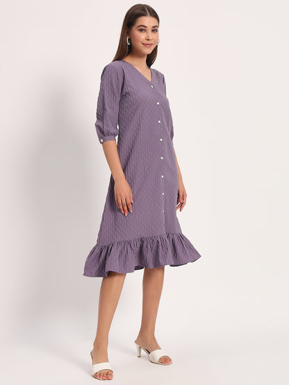 Wrinkle Purple A-line Dress