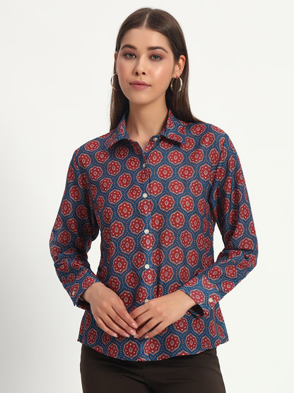 Navy Ajrak Print Shirt