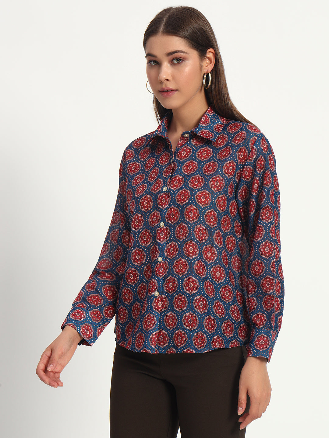 Navy Ajrak Print Shirt