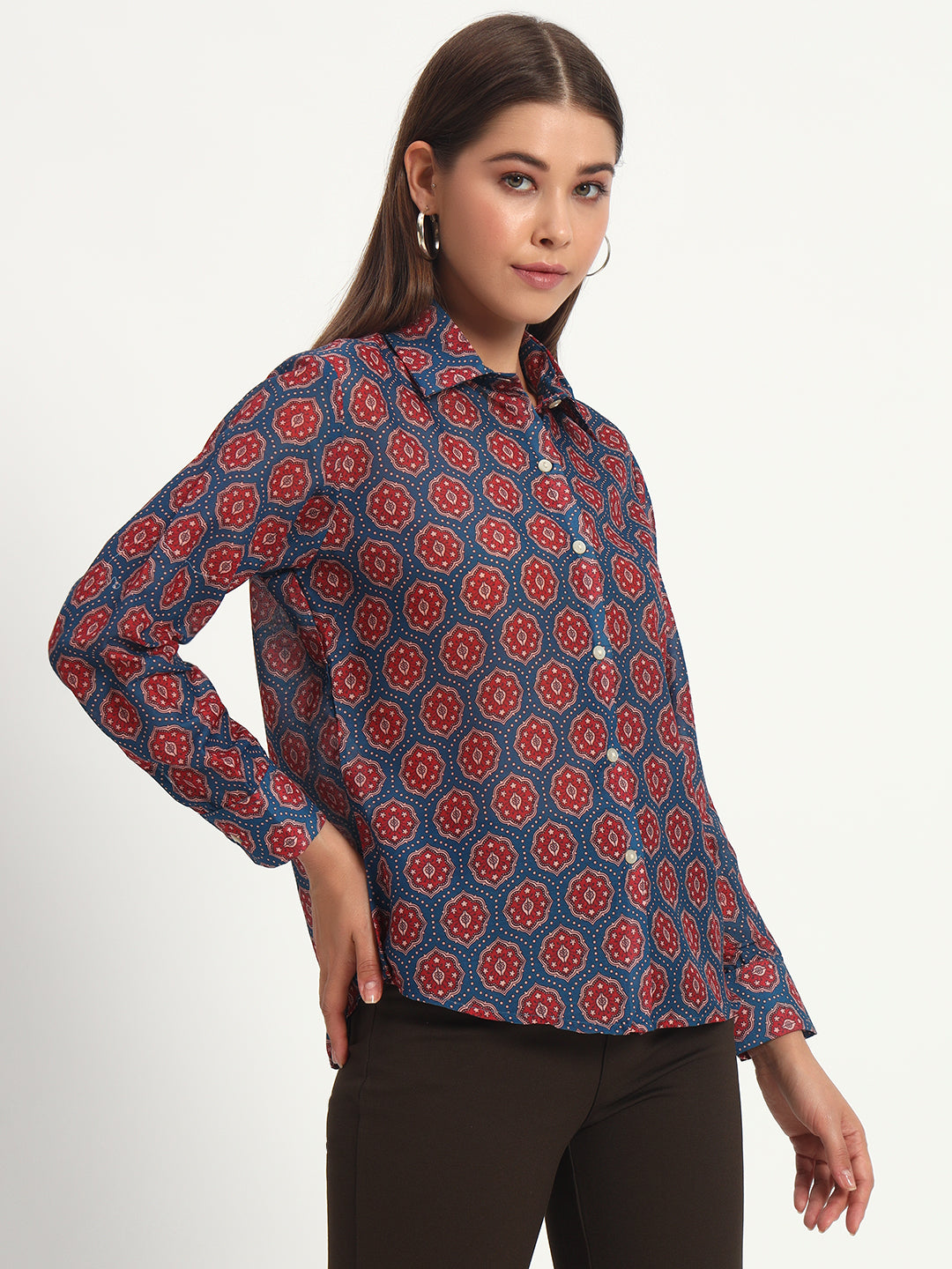 Navy Ajrak Print Shirt