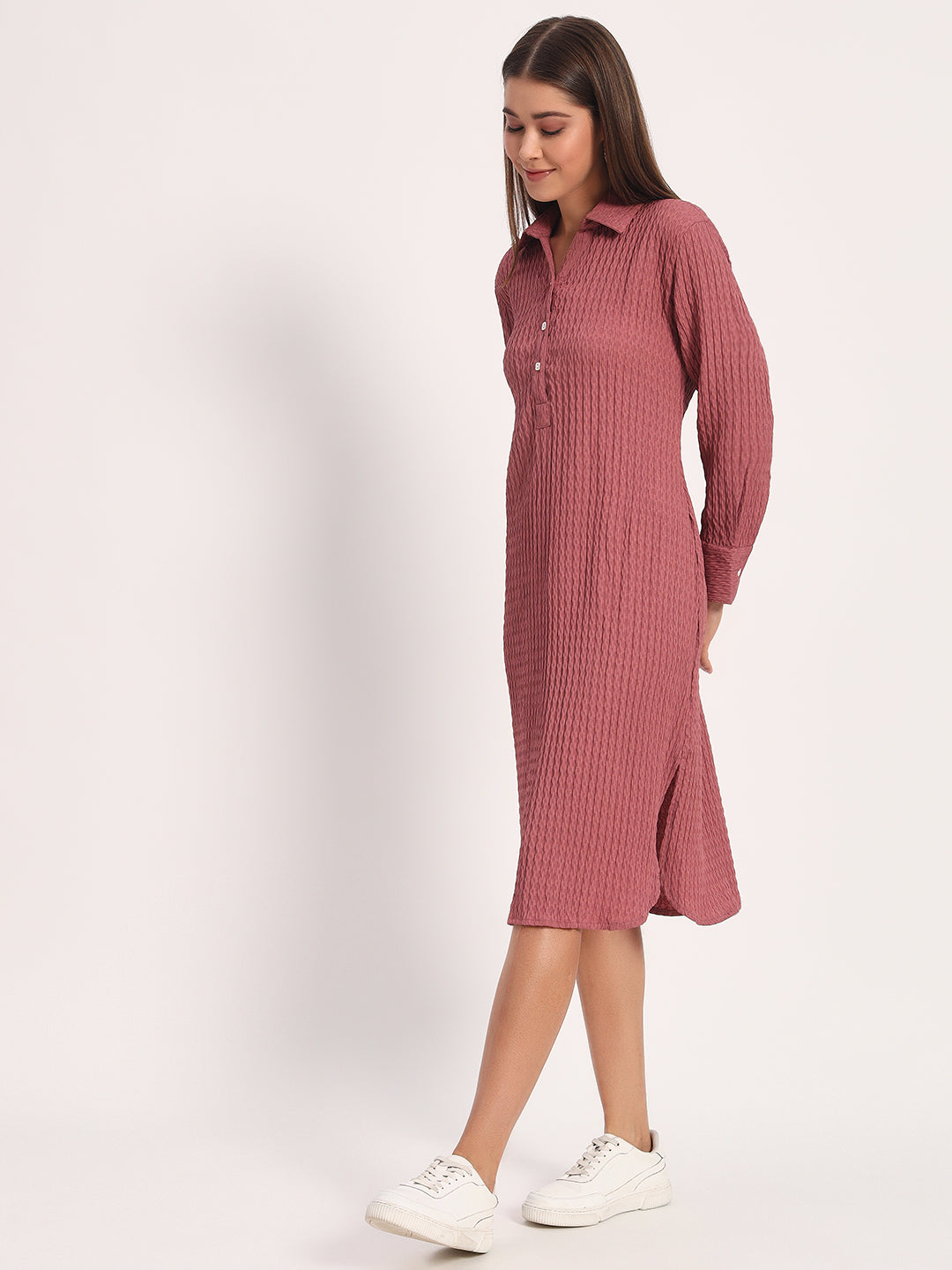 Wrinkle Rust Straight Dress