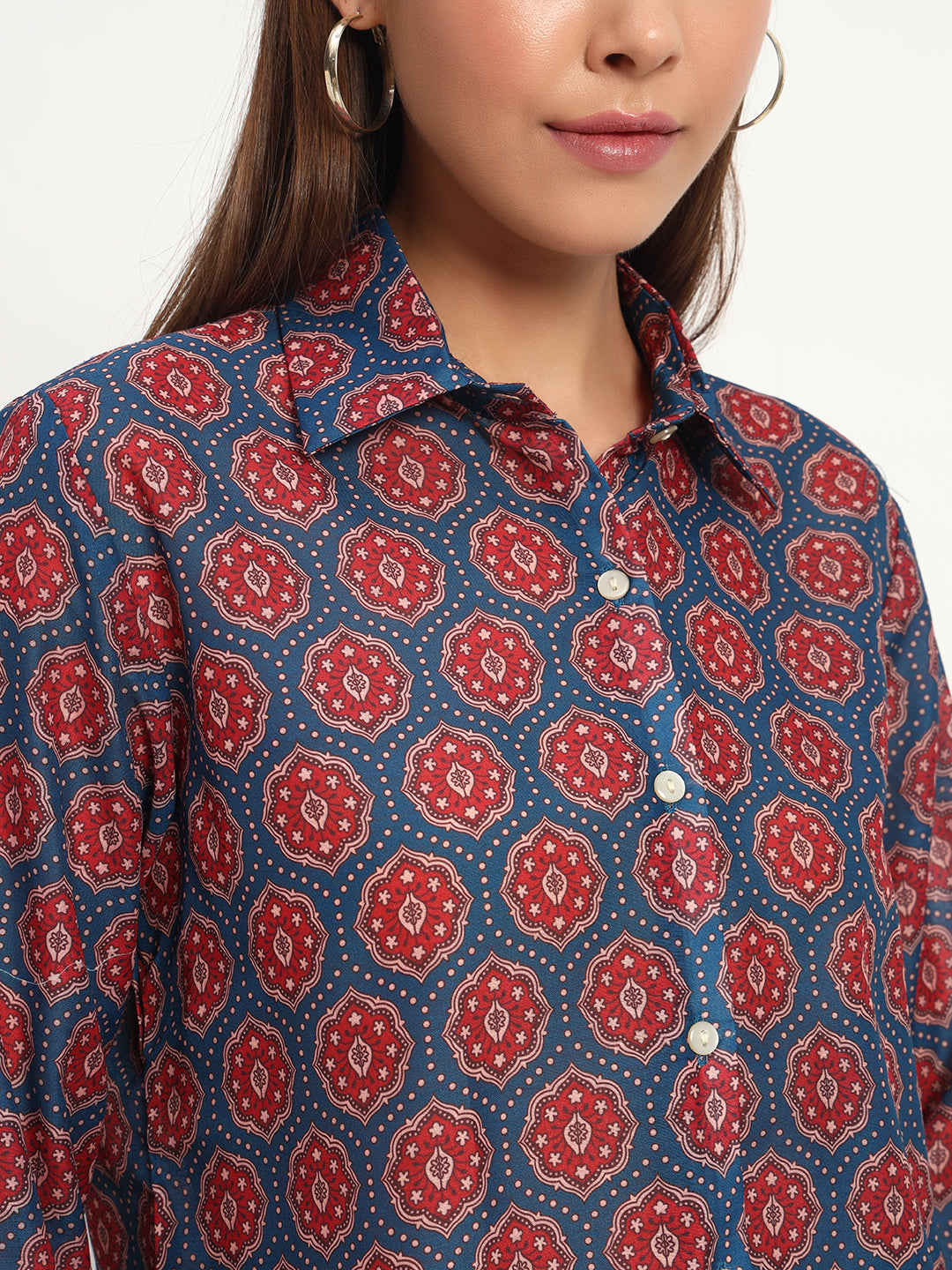 Navy Ajrak Print Shirt