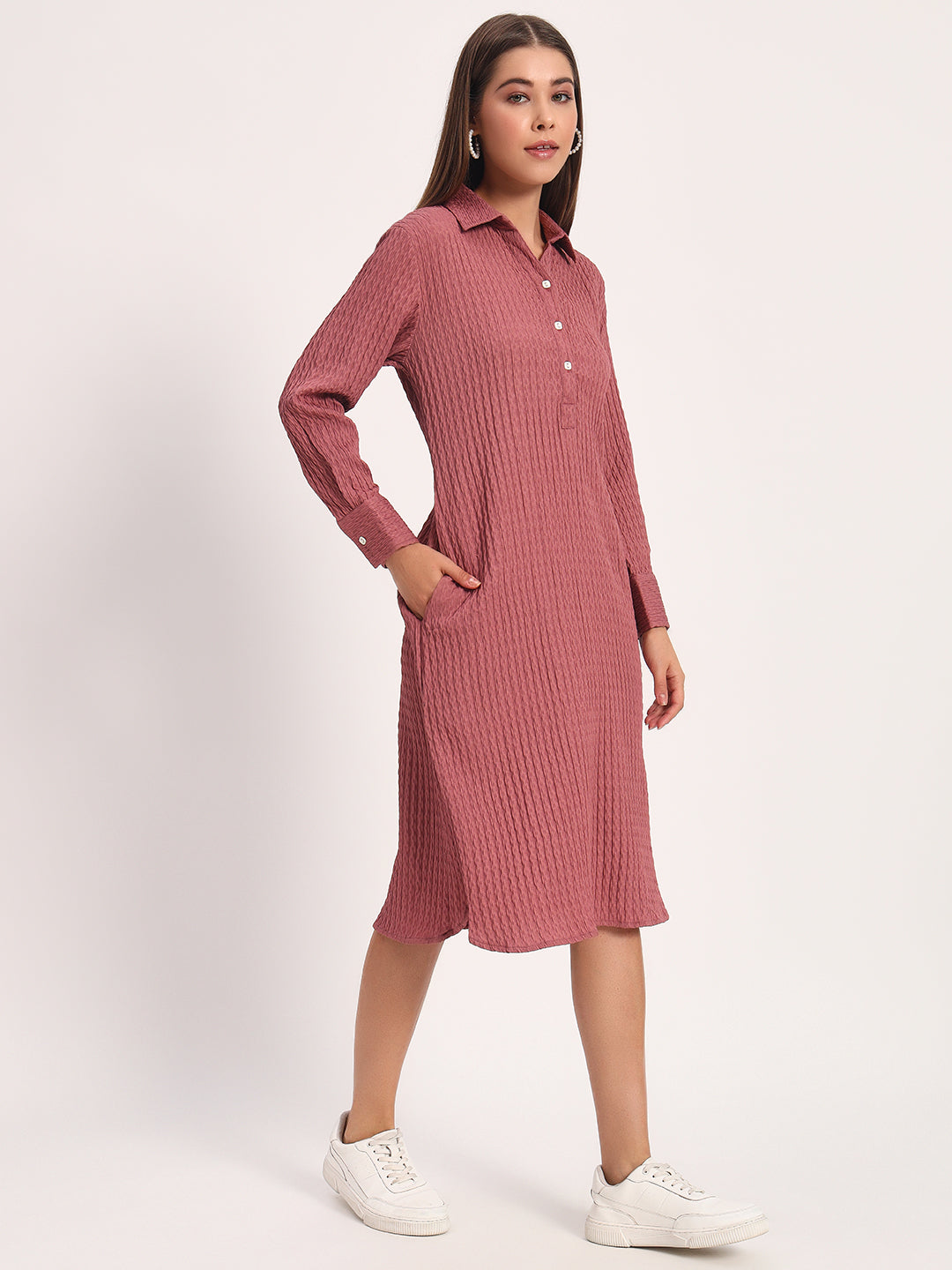 Wrinkle Rust Straight Dress