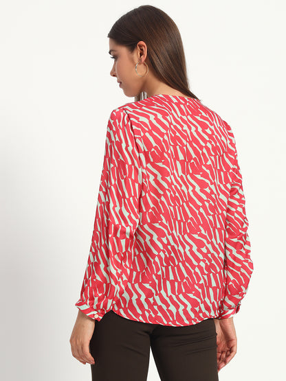 Cheery Red Wavy Print Shirt