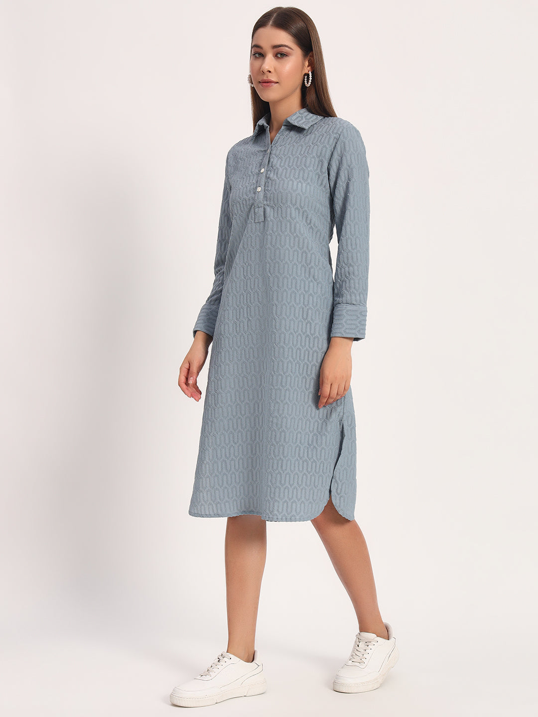 Wrinkle Grey Straight Dress