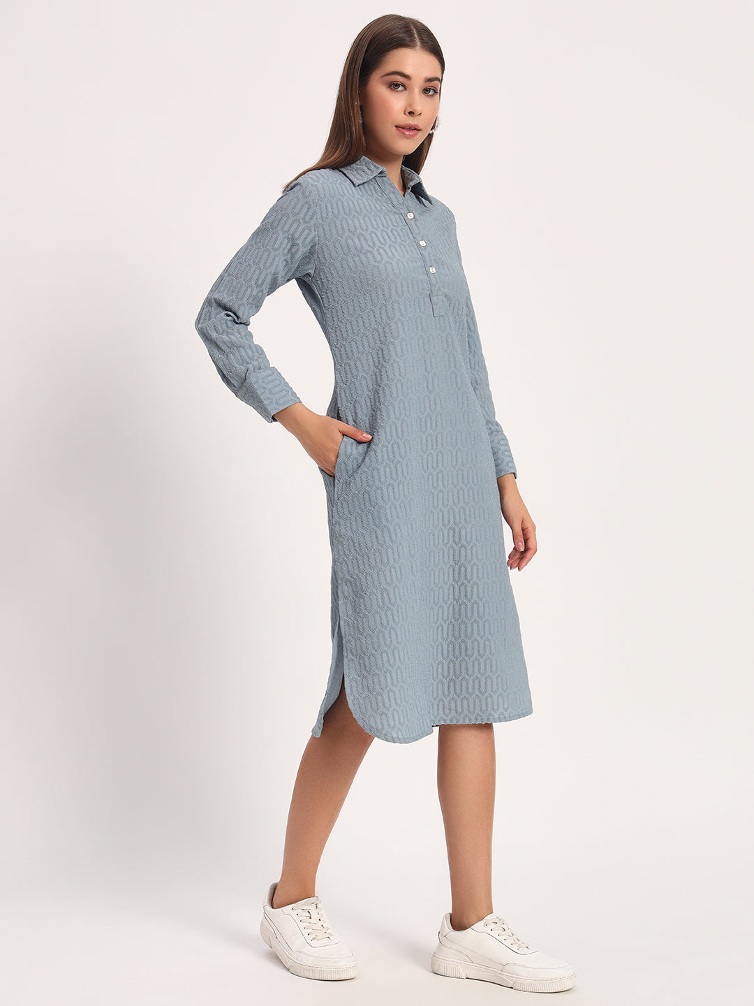 Wrinkle Grey Straight Dress